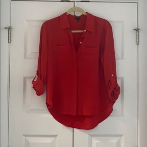 Red 100% silk button down - Ann Taylor